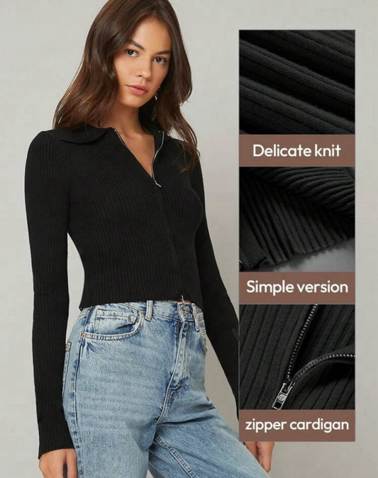 Bizwear en tejido de canalé con cremallera