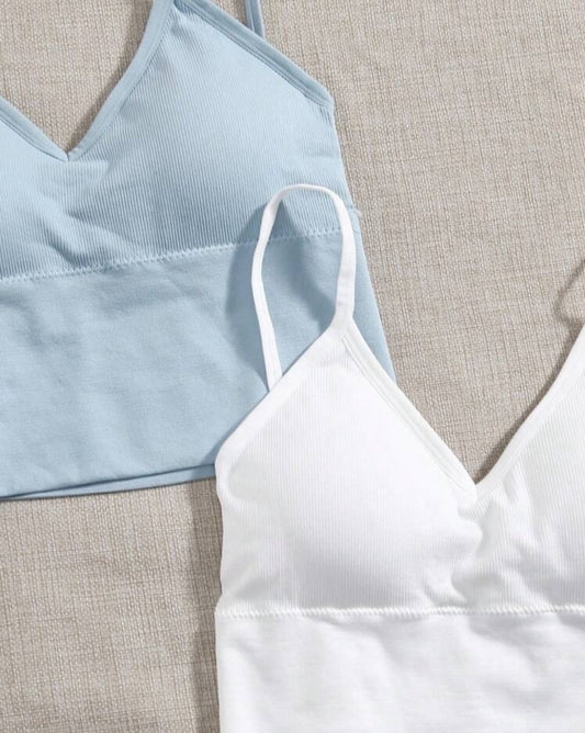 Crop top en rib gama alta con copas