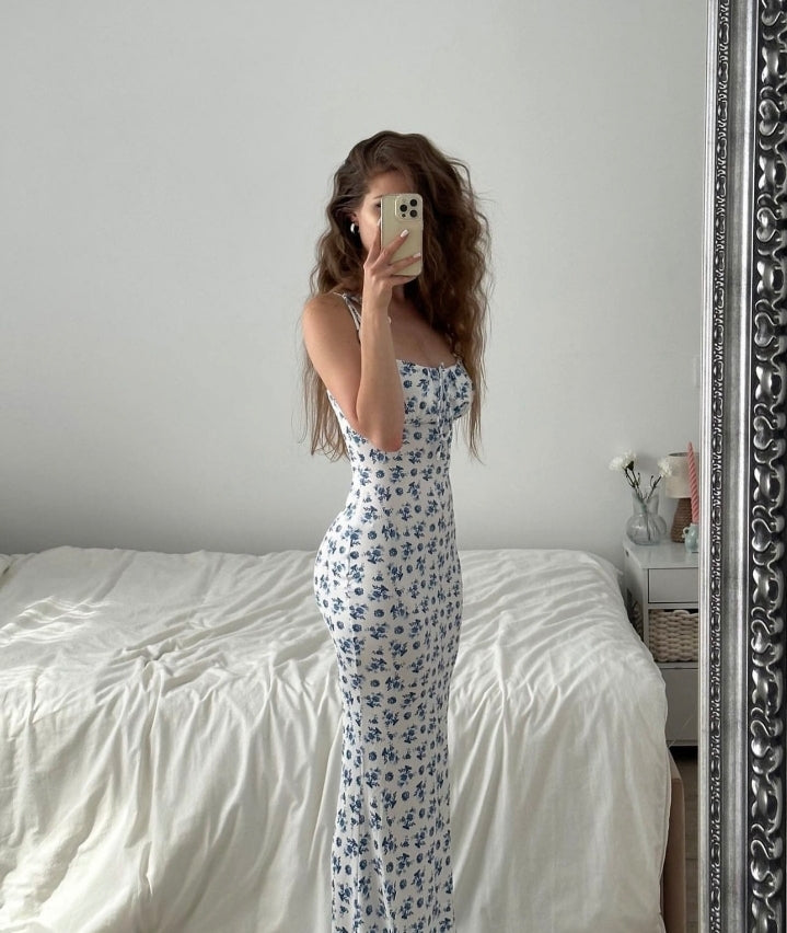 Vestido largo con estampado floral