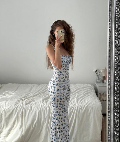Vestido largo con estampado floral