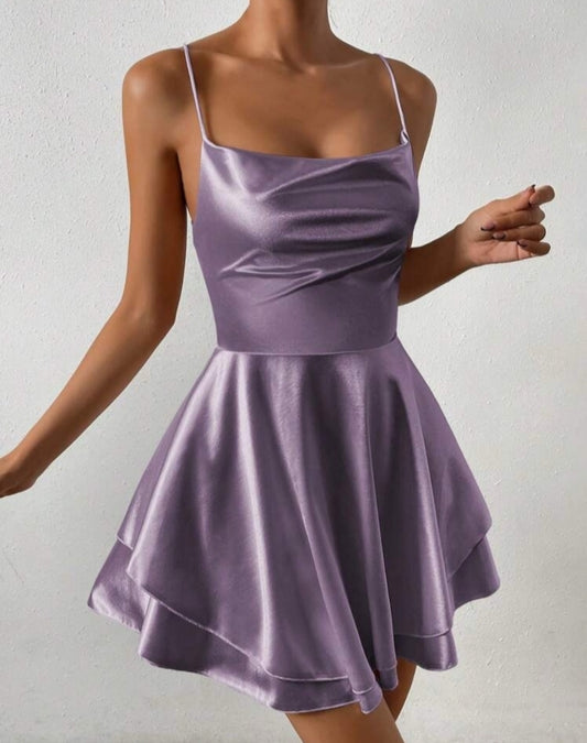 Vestido satinado stresh lila