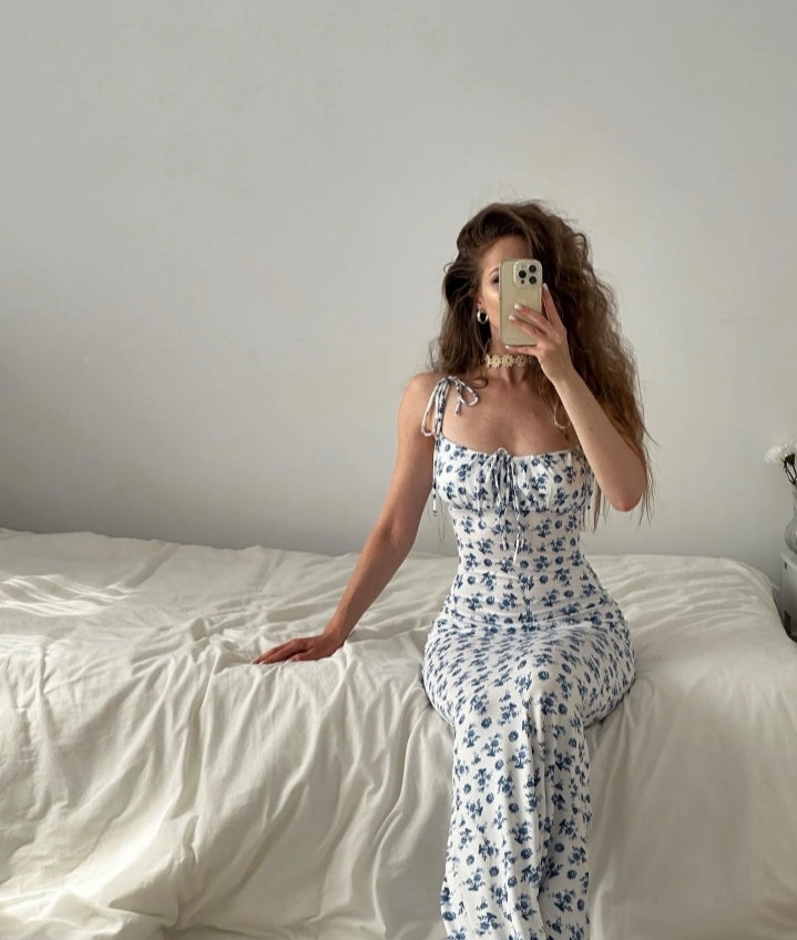 Vestido largo con estampado floral