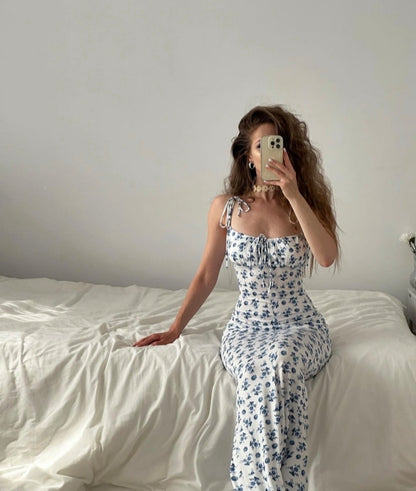 Vestido largo con estampado floral