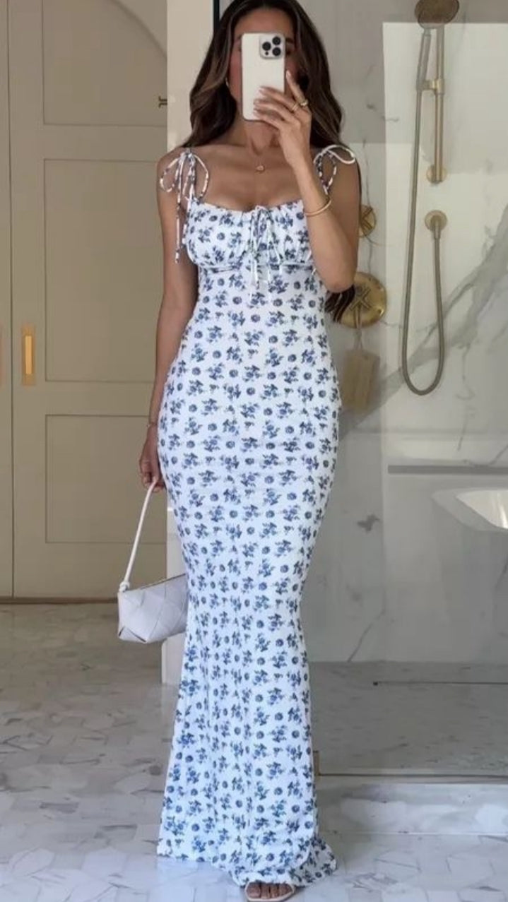 Vestido largo con estampado floral