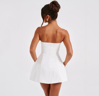 Vestido straple en corte A blanco