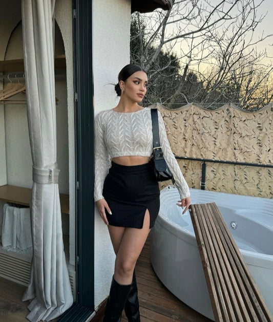 Falda en gamuza con abertura