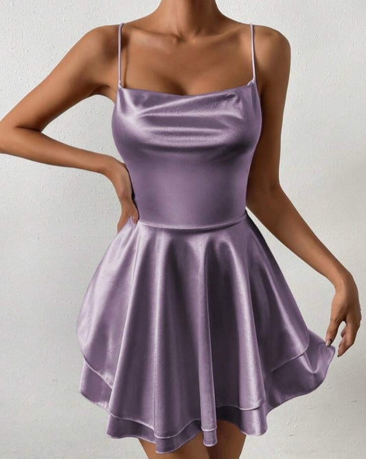 Vestido satinado stresh lila