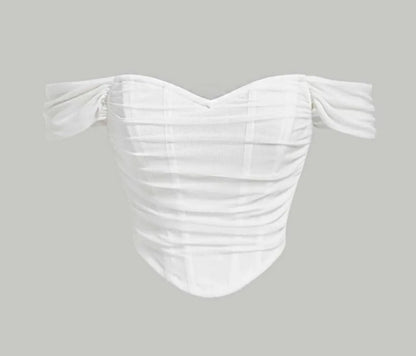 Corset en mesh cuello bandeja / blanco