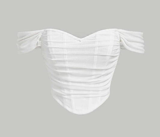 Corset en mesh cuello bandeja / blanco