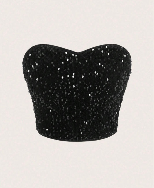 Crop top tubo con lentejuelas