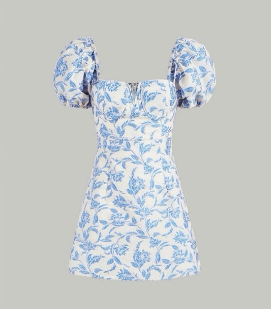 Vestido con estampado floral manga farol