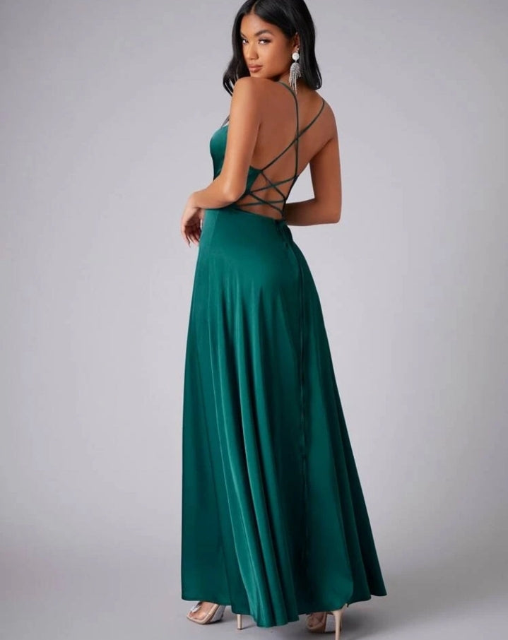 Vestido Aria verde esmeralda