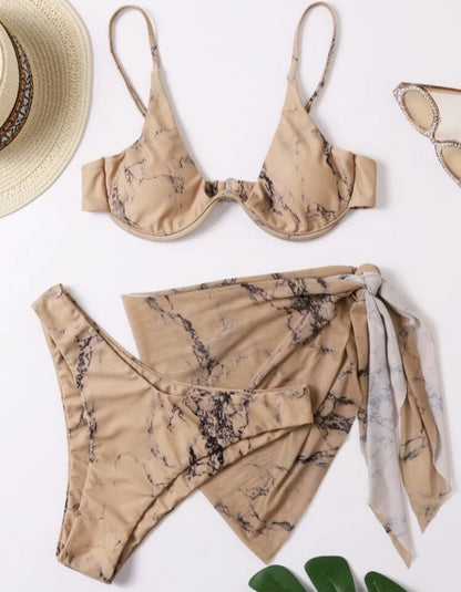 Bikini, set 3 piezas café