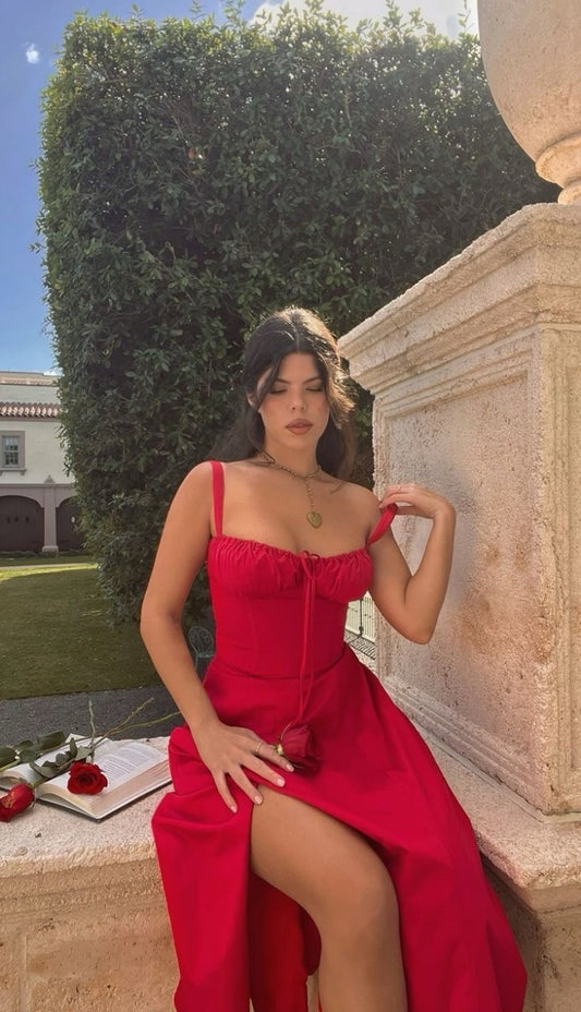 Vestido Venecia rojo - espalda tipo corset