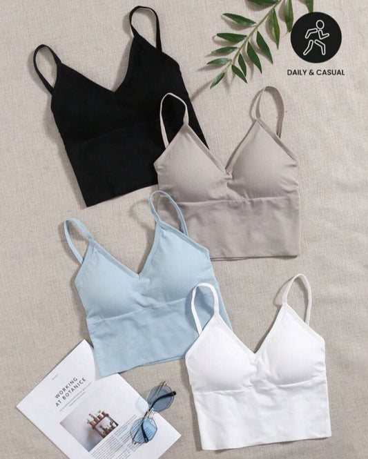 Crop top en rib gama alta con copas