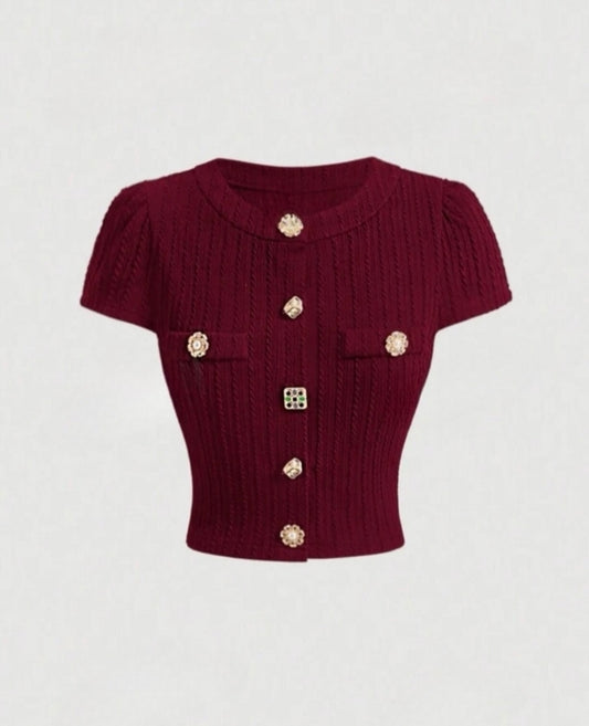 Blusa button burdeos
