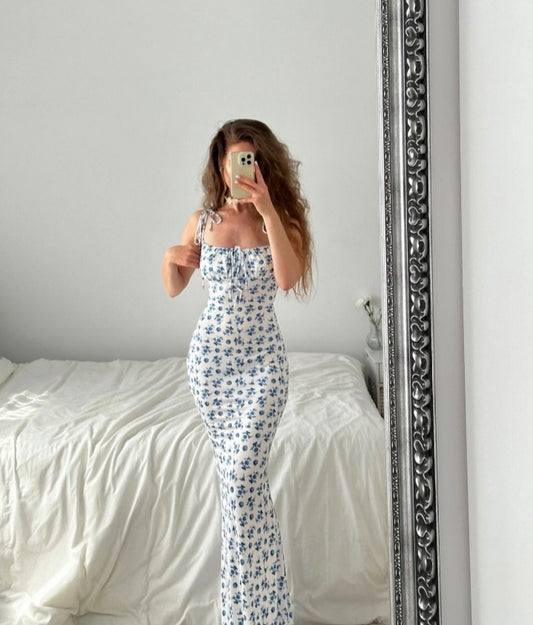 Vestido largo con estampado floral